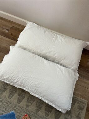 Pottery Barn Belgian flax linen king sham white set of 2